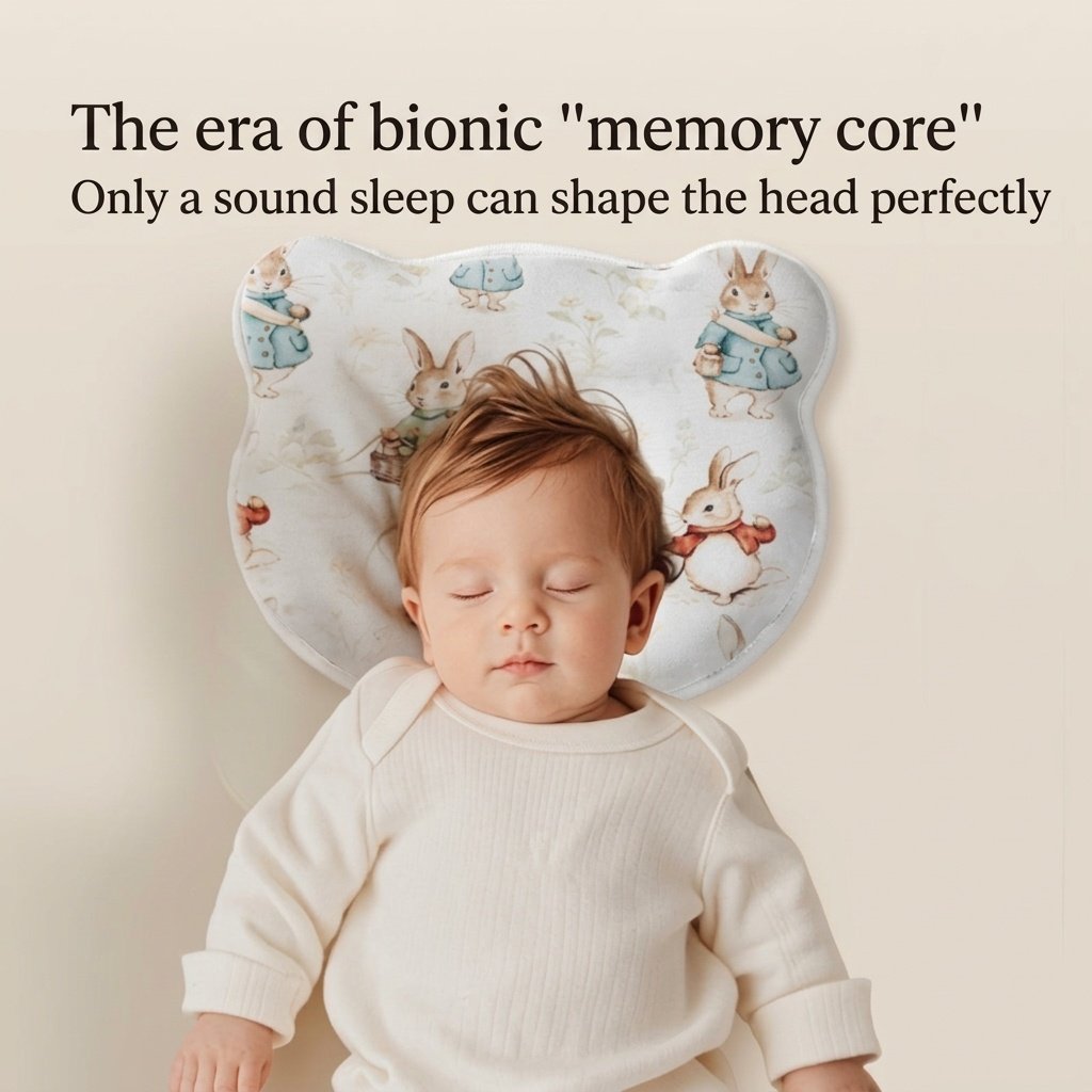 Cuscino modellante per la testa del neonato, cuscino lavabile in memory foam anti-appiattimento della testa (0-12 mesi)