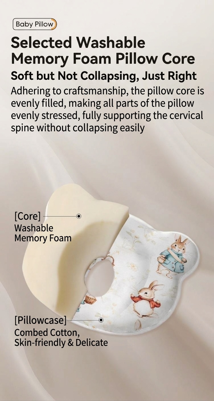 Cuscino modellante per la testa del neonato, cuscino lavabile in memory foam anti-appiattimento della testa (0-12 mesi)