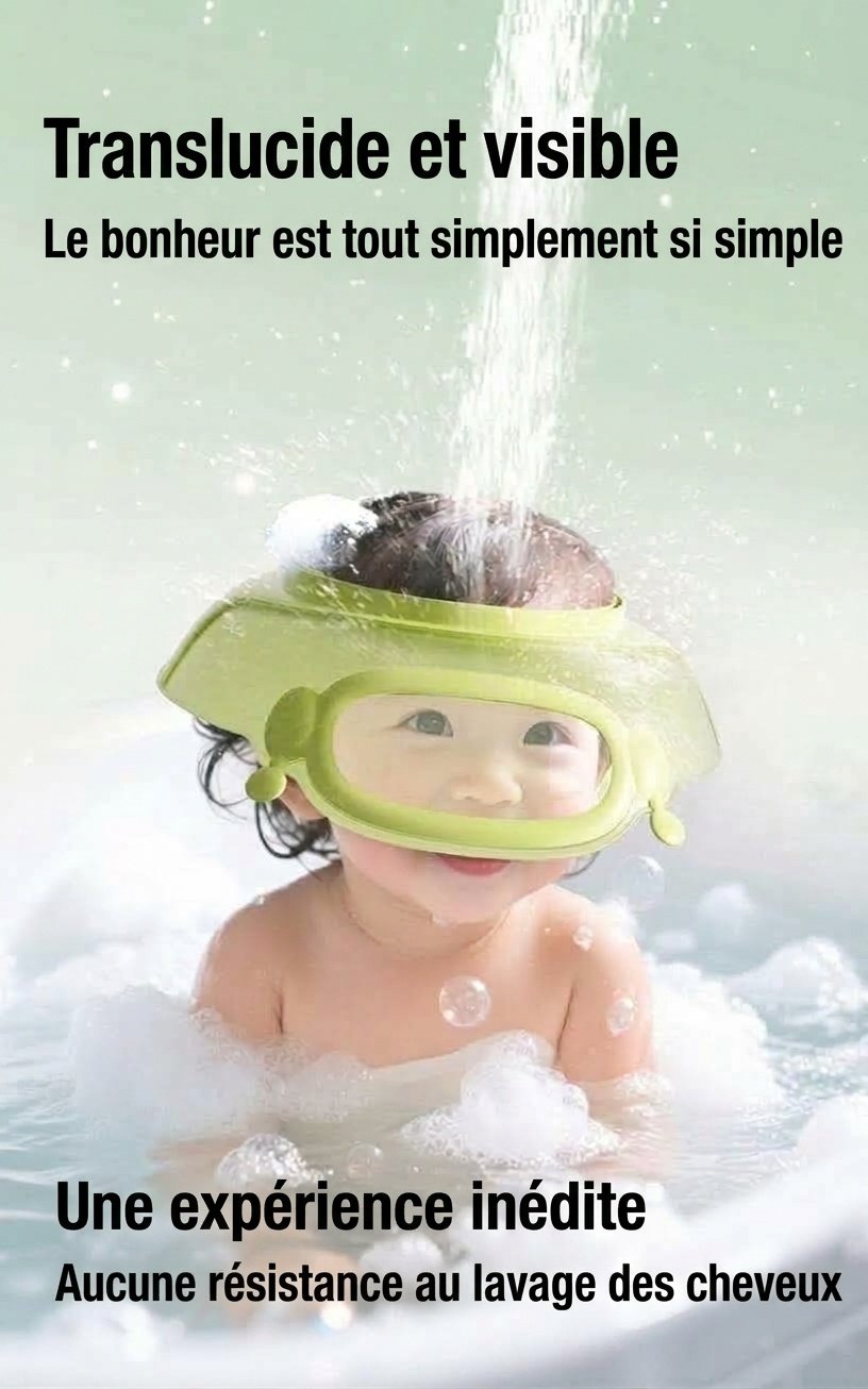 Visière de bain et protection pour shampoing pour bébé, bonnet de douche ajustable avec protection des yeux et des oreilles (1-15 ans)