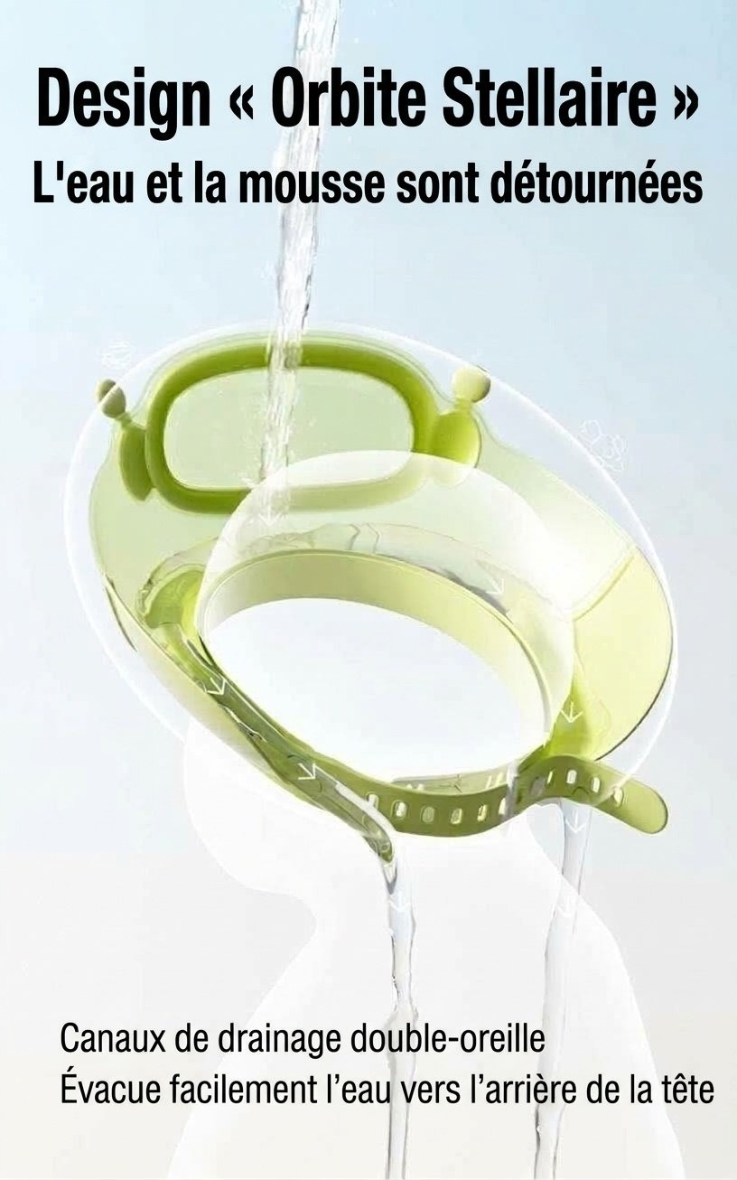 Visière de bain et protection pour shampoing pour bébé, bonnet de douche ajustable avec protection des yeux et des oreilles (1-15 ans)