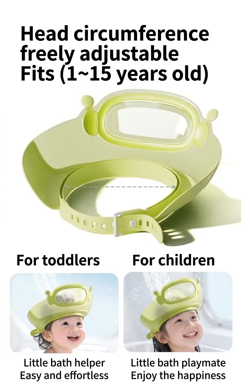Baby Bath Visor & Shampoo Shield, Adjustable Eye & Ear Water Protection Shower Hat (1-15 Years)