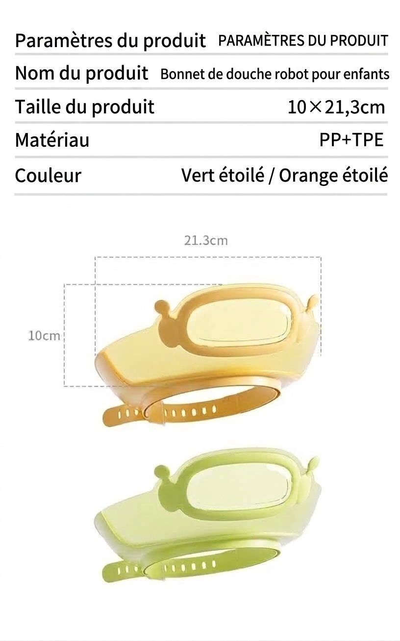 Visière de bain et protection pour shampoing pour bébé, bonnet de douche ajustable avec protection des yeux et des oreilles (1-15 ans)