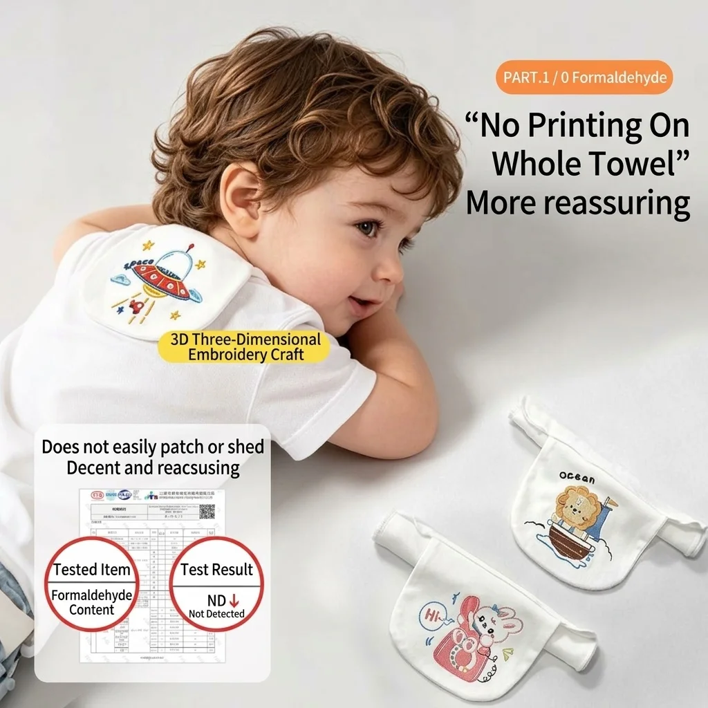 Asciugamano per la schiena del neonato traspirante in 100% cotone, assorbente e ad asciugatura rapida, rinfrescante.