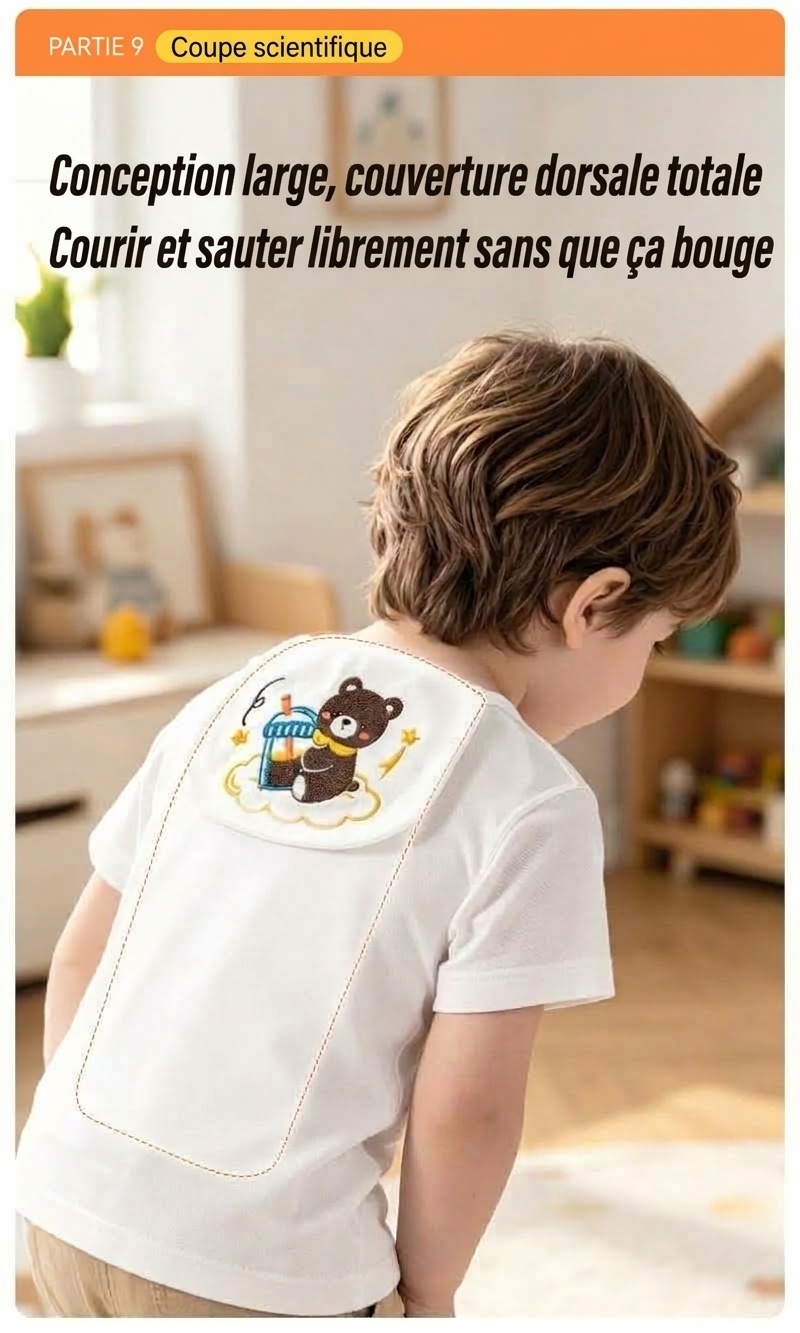 Serviette dorsale respirante 100 % coton pour bébé, absorbante et à séchage rapide.