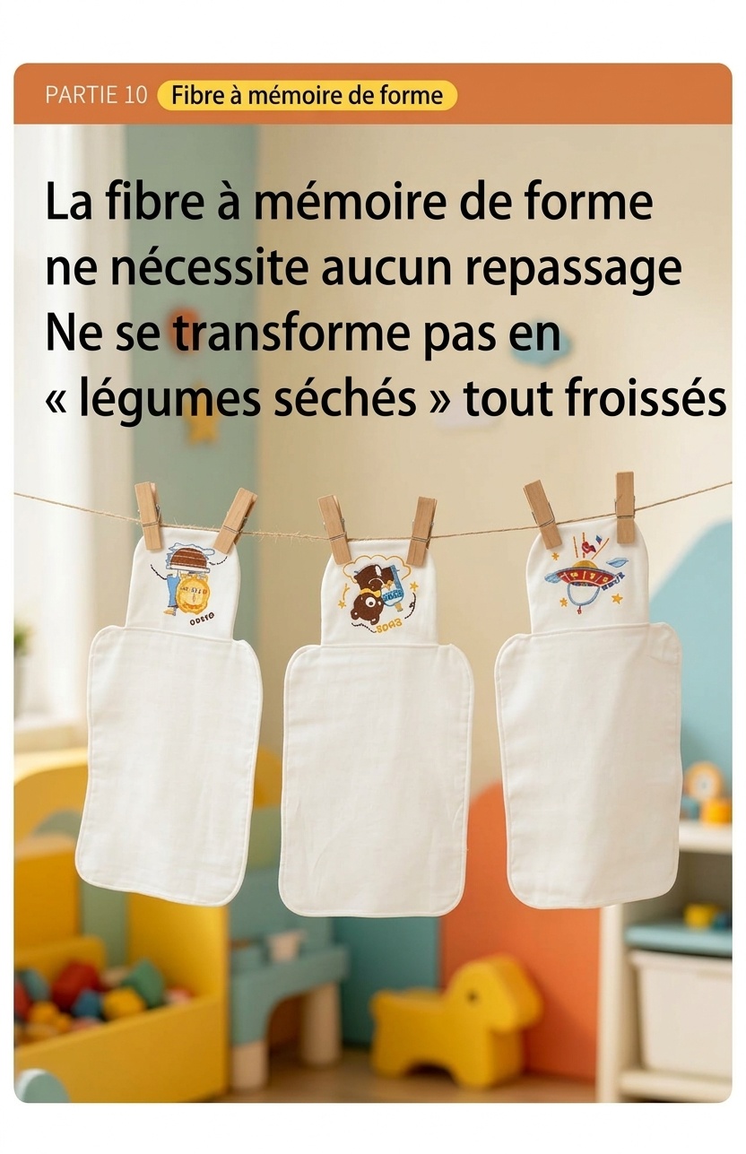 Serviette dorsale respirante 100 % coton pour bébé, absorbante et à séchage rapide.