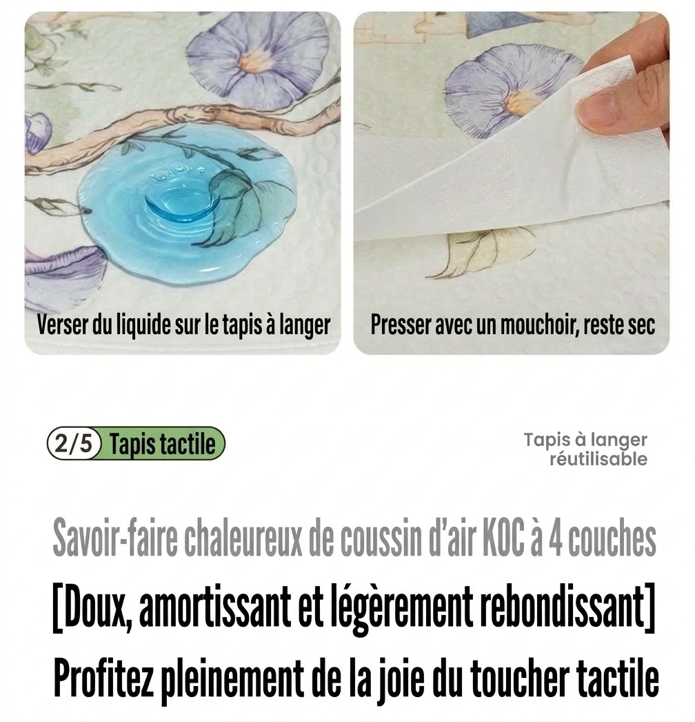 Matelas à langer réutilisable et imperméable pour bébé, matelas à langer en coton doux et respirant à 4 couches