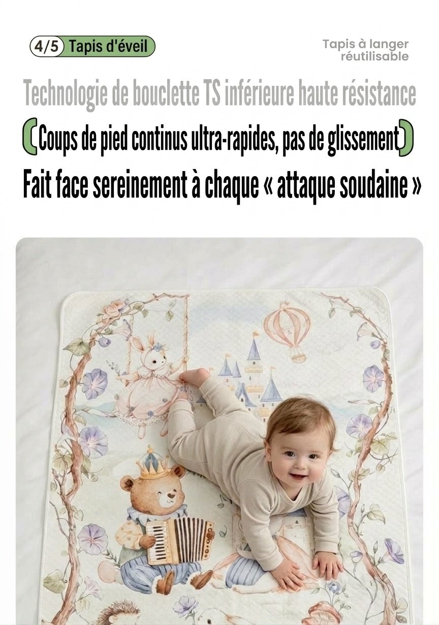 Matelas à langer réutilisable et imperméable pour bébé, matelas à langer en coton doux et respirant à 4 couches