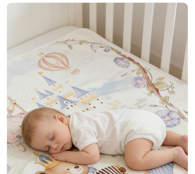 Matelas à langer réutilisable et imperméable pour bébé, matelas à langer en coton doux et respirant à 4 couches