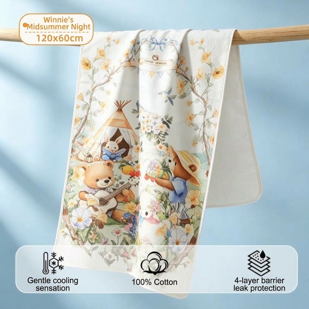 Cambiador de bebé impermeable y reutilizable, de 4 capas, transpirable y de algodón suave.