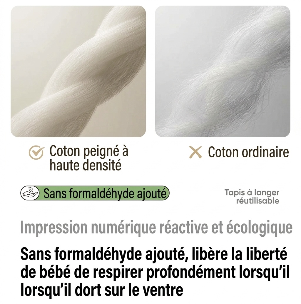 Matelas à langer réutilisable et imperméable pour bébé, matelas à langer en coton doux et respirant à 4 couches