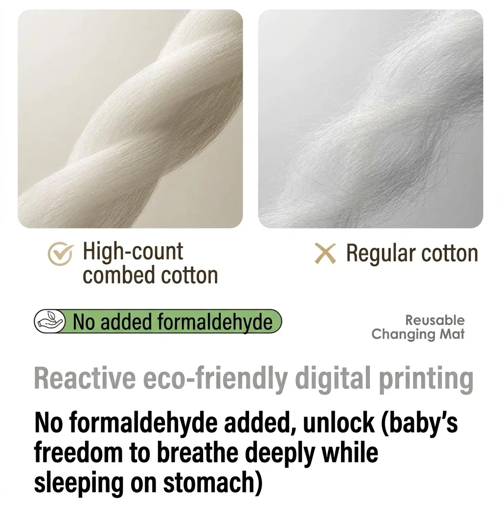 Cambiador de bebé impermeable y reutilizable, de 4 capas, transpirable y de algodón suave.