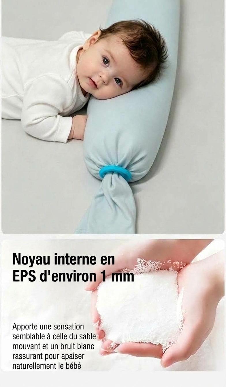 Coussin traversin multifonctionnel Uber.bear pour bébé, 70 cm, garni de microbilles, pour l'allaitement et le sommeil