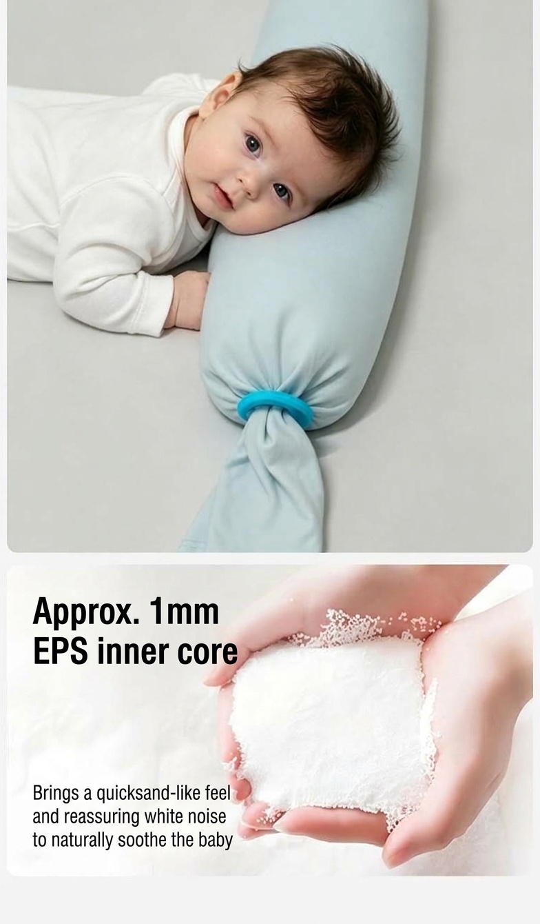 Almohada multifuncional de soporte para bebés Uber.bear, almohada de lactancia y para dormir de 70 cm con microesferas.