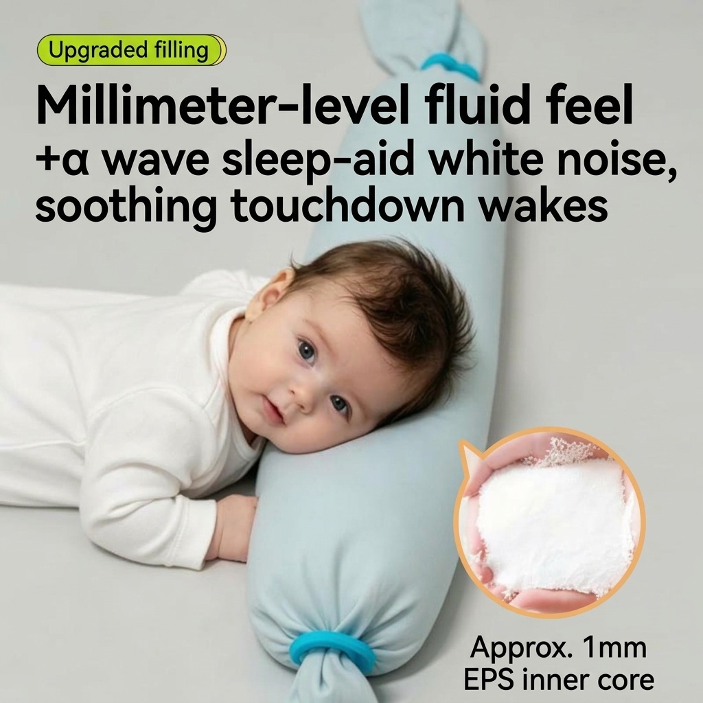 Almohada multifuncional de soporte para bebés Uber.bear, almohada de lactancia y para dormir de 70 cm con microesferas.