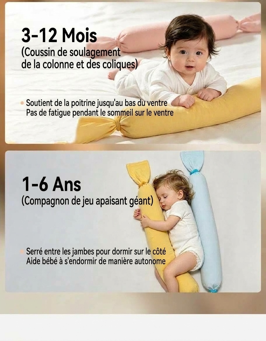 Coussin traversin multifonctionnel Uber.bear pour bébé, 70 cm, garni de microbilles, pour l'allaitement et le sommeil