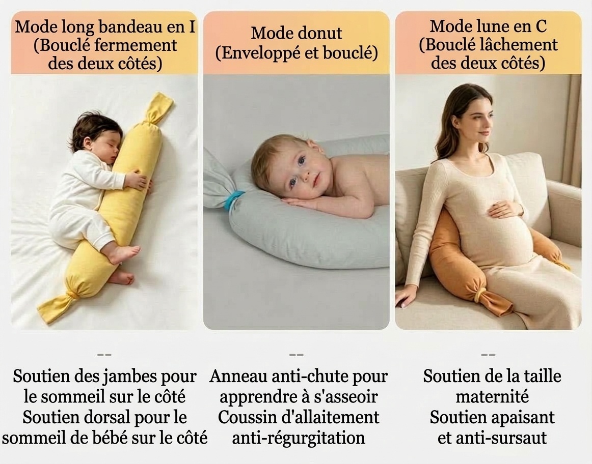 Coussin traversin multifonctionnel Uber.bear pour bébé, 70 cm, garni de microbilles, pour l'allaitement et le sommeil