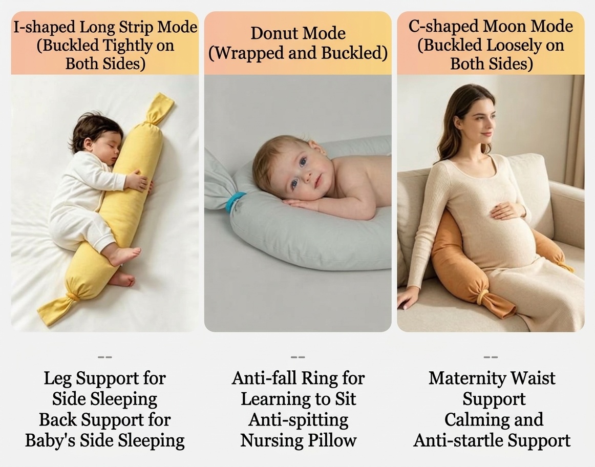 Almohada multifuncional de soporte para bebés Uber.bear, almohada de lactancia y para dormir de 70 cm con microesferas.