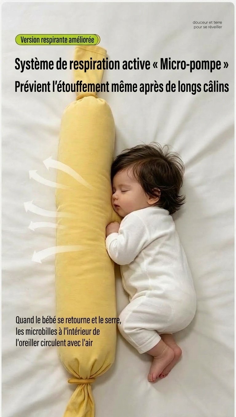 Coussin traversin multifonctionnel Uber.bear pour bébé, 70 cm, garni de microbilles, pour l'allaitement et le sommeil