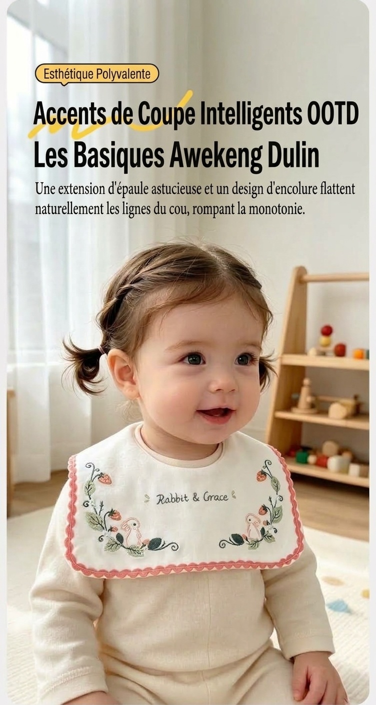 Bavoirs bandana en coton brodé pour bébé, imperméables et absorbants, pour l'alimentation et la bave