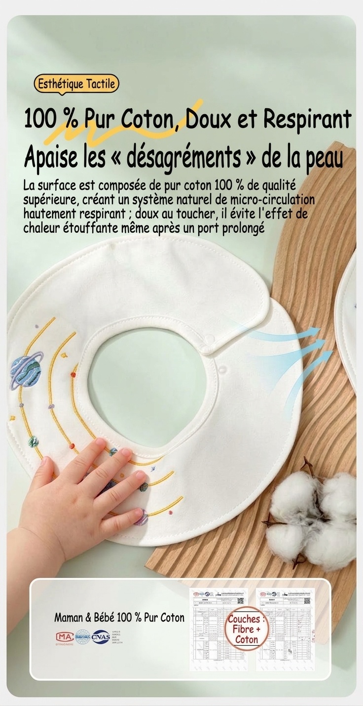 Bavoirs bandana en coton brodé pour bébé, imperméables et absorbants, pour l'alimentation et la bave