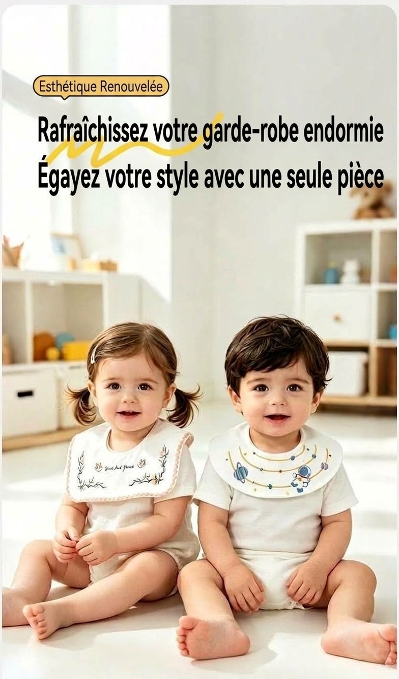Bavoirs bandana en coton brodé pour bébé, imperméables et absorbants, pour l'alimentation et la bave