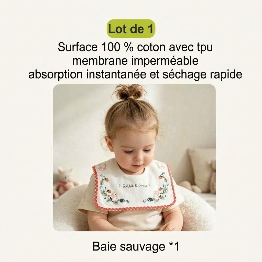Bavoirs bandana en coton brodé pour bébé, imperméables et absorbants, pour l'alimentation et la bave