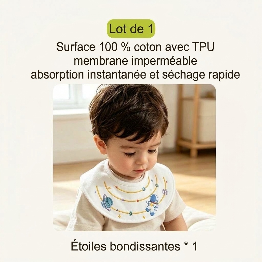 Bavoirs bandana en coton brodé pour bébé, imperméables et absorbants, pour l'alimentation et la bave