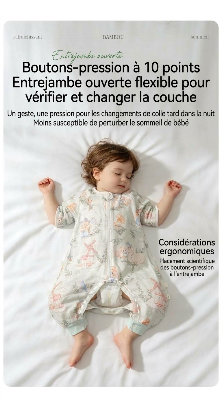 Gigoteuse bébé en coton et bambou respirant, couverture d'été portable avec entrejambe ouverte