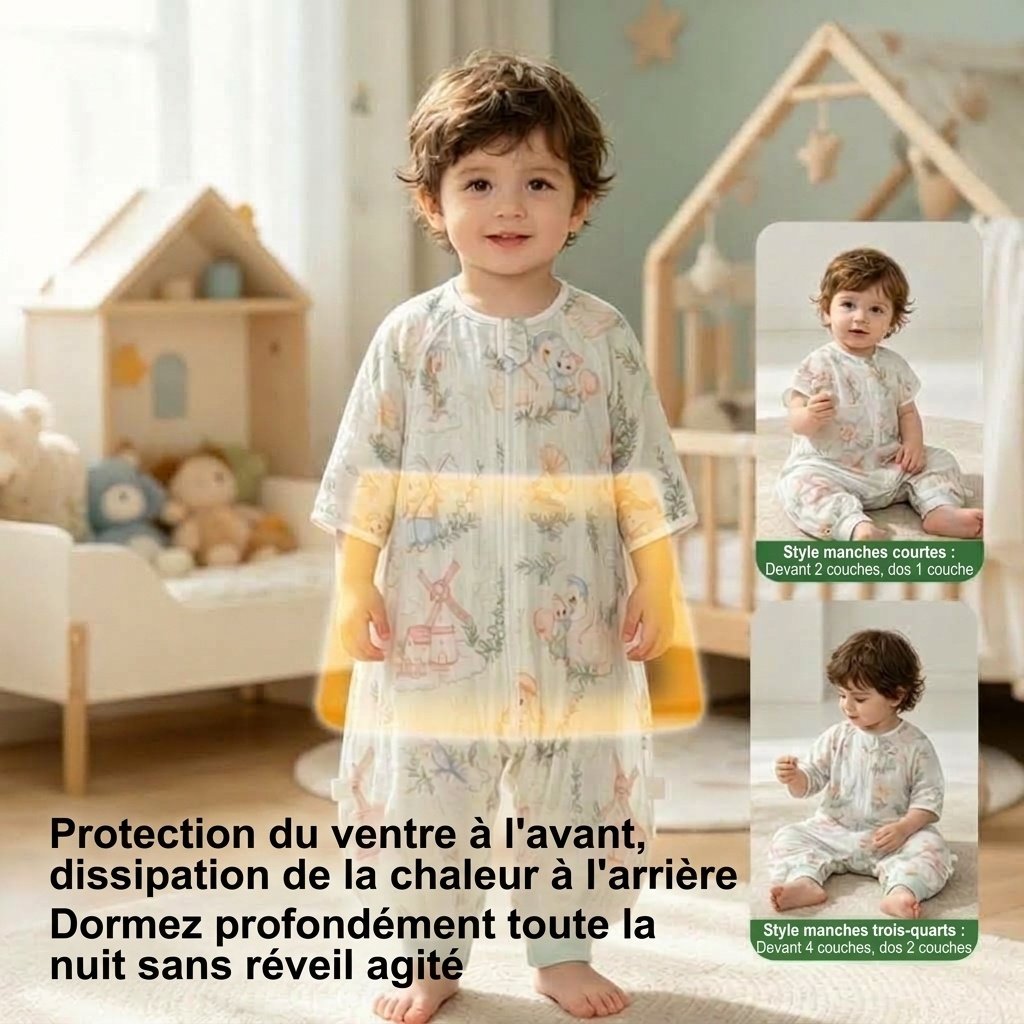 Gigoteuse bébé en coton et bambou respirant, couverture d'été portable avec entrejambe ouverte