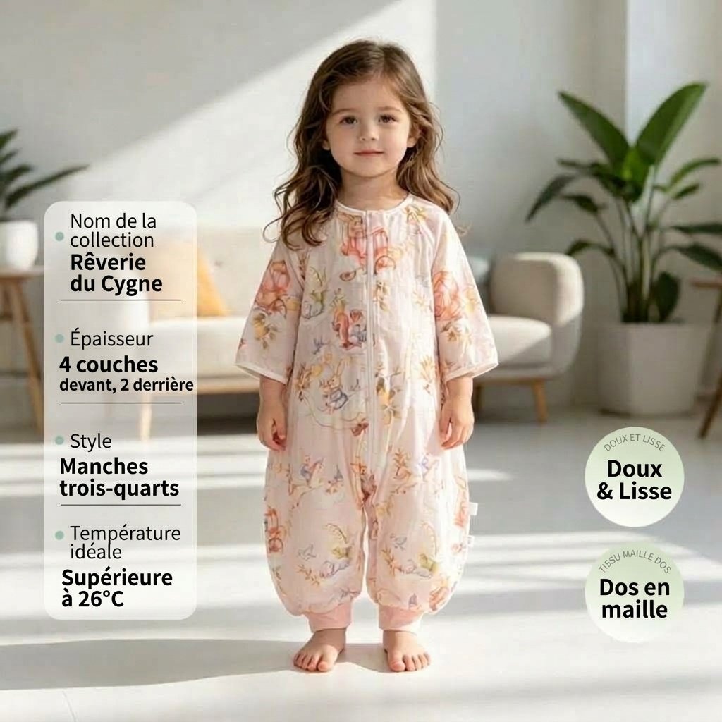 Gigoteuse bébé en coton et bambou respirant, couverture d'été portable avec entrejambe ouverte