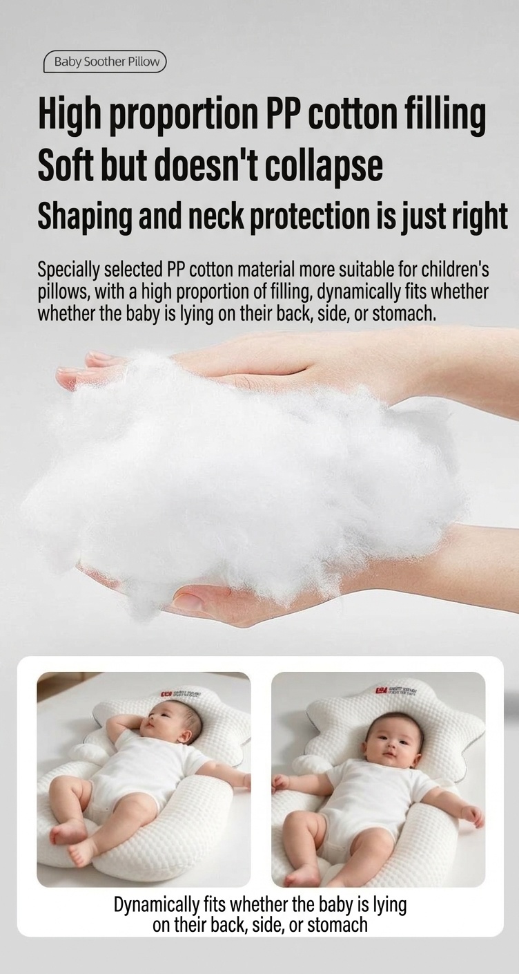 Almohada calmante anti-sobresaltos para recién nacidos, brazo relajante desmontable y almohadilla ergonómica para moldear la cabeza.