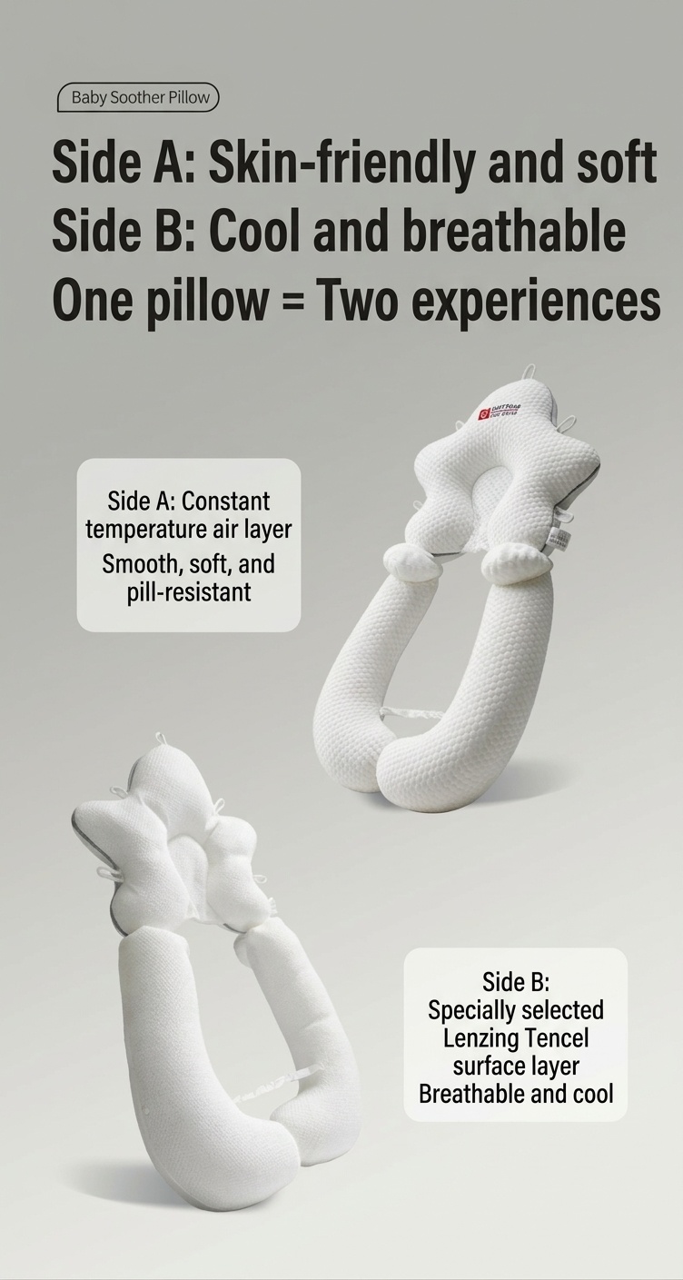 Almohada calmante anti-sobresaltos para recién nacidos, brazo relajante desmontable y almohadilla ergonómica para moldear la cabeza.