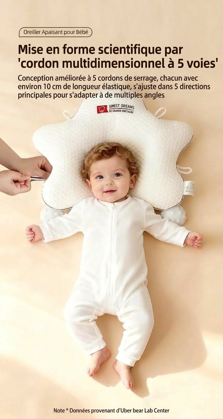 Oreiller anti-surprise pour nouveau-né, bras apaisant amovible et matelas de sommeil ergonomique pour la tête