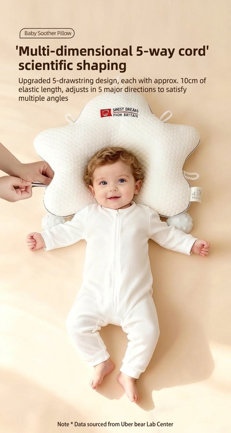Almohada calmante anti-sobresaltos para recién nacidos, brazo relajante desmontable y almohadilla ergonómica para moldear la cabeza.