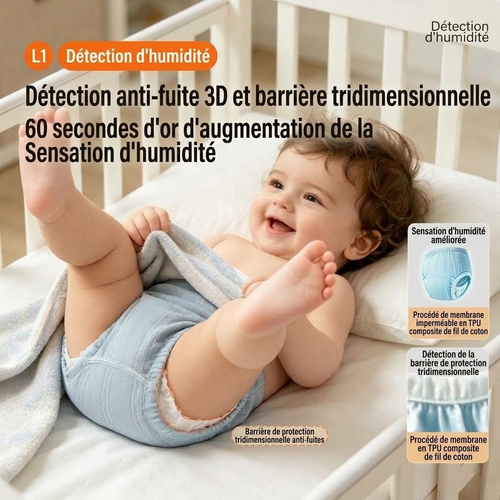Culottes d'apprentissage de la propreté en coton lavable pour bébé, sous-vêtements réutilisables, respirants et anti-fuites pour tout-petits