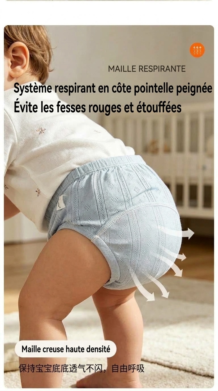 Culottes d'apprentissage de la propreté en coton lavable pour bébé, sous-vêtements réutilisables, respirants et anti-fuites pour tout-petits
