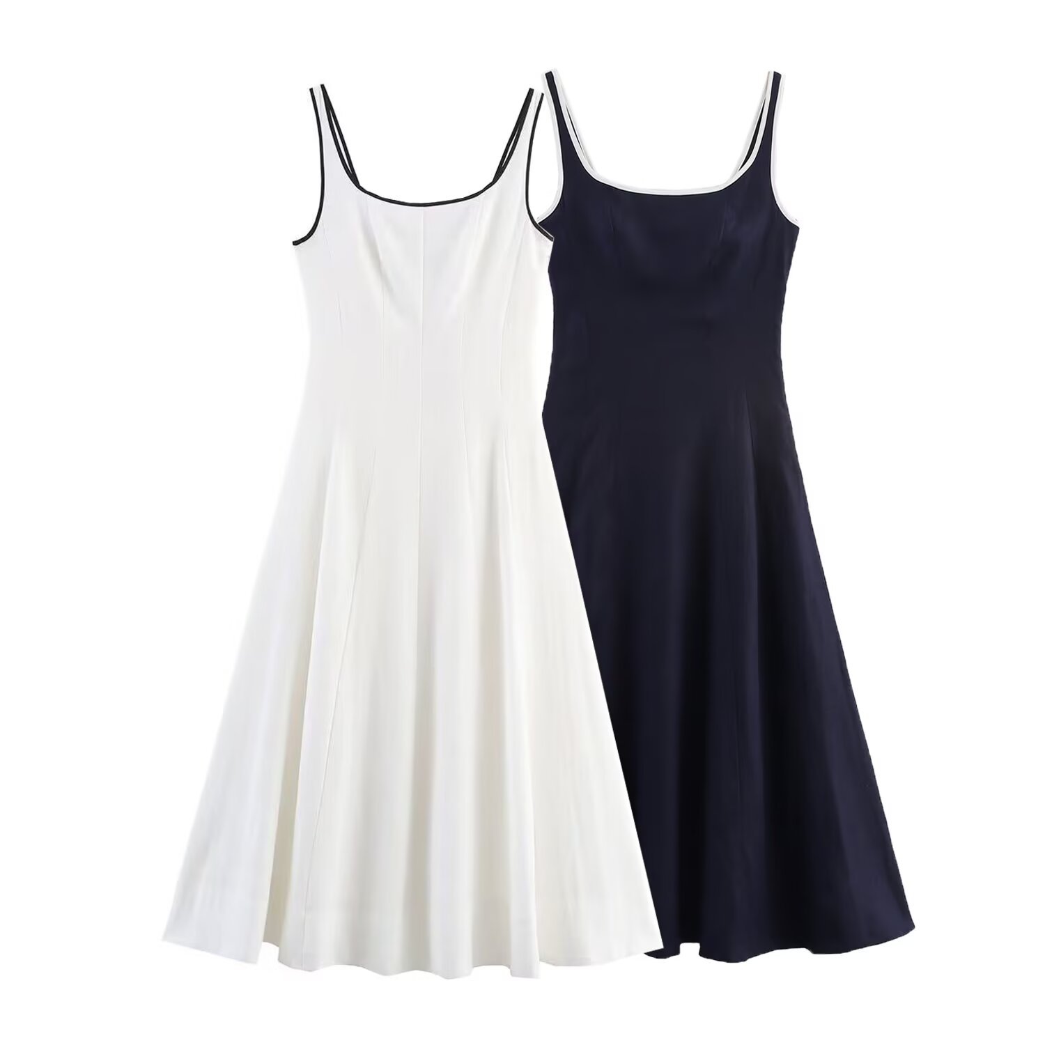 Vestido midi con ribete de bloques de color KUN-00062