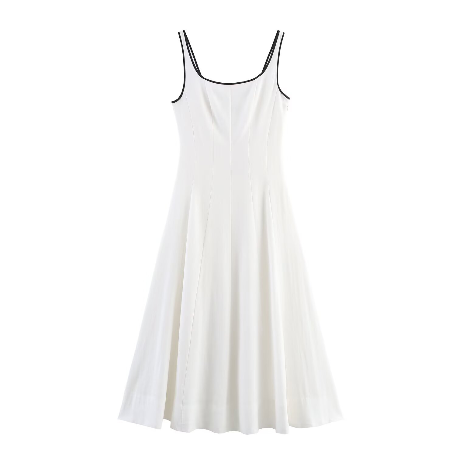 Vestido midi con ribete de bloques de color KUN-00062