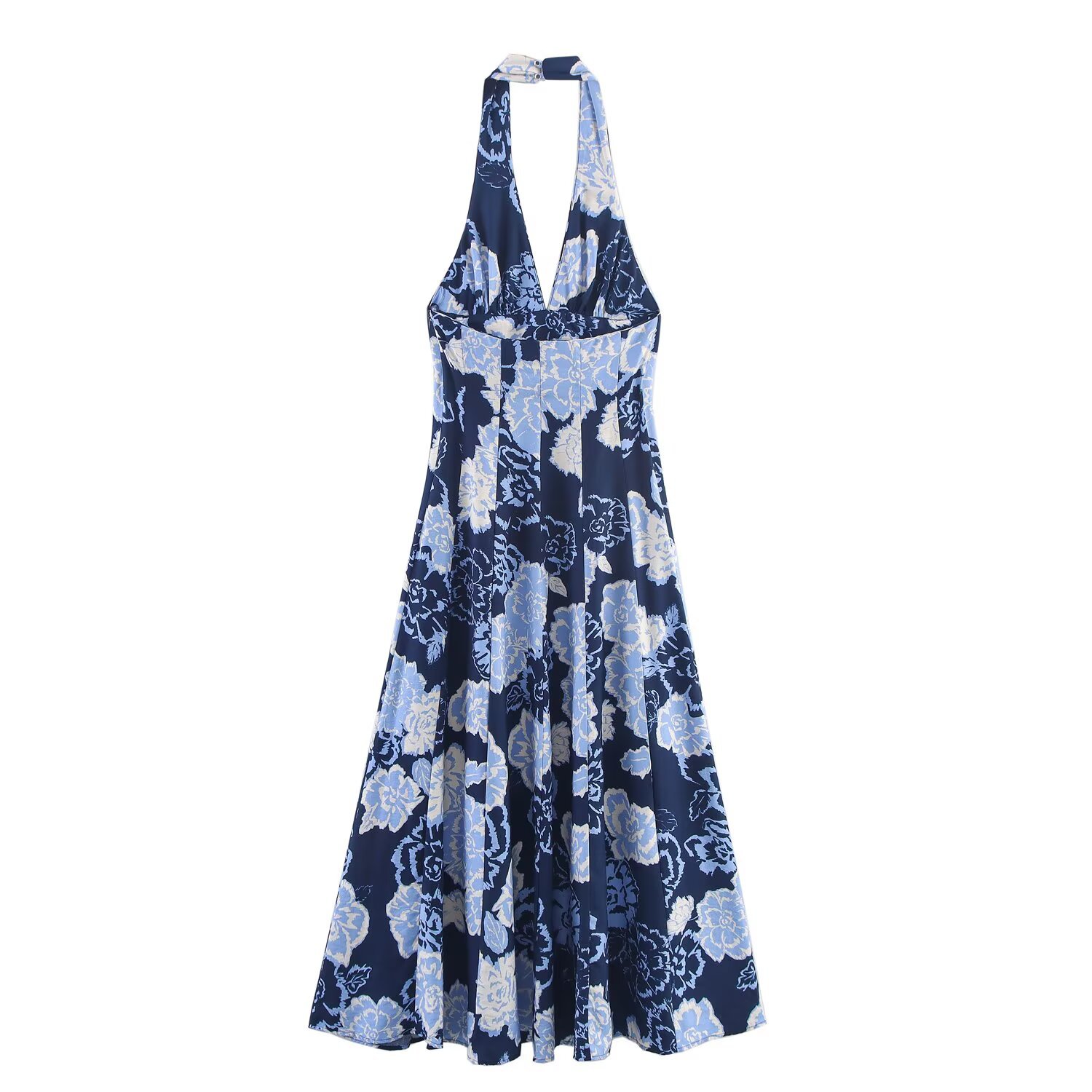 Midi Sundress Halter Neck Floral Print KUN-00218