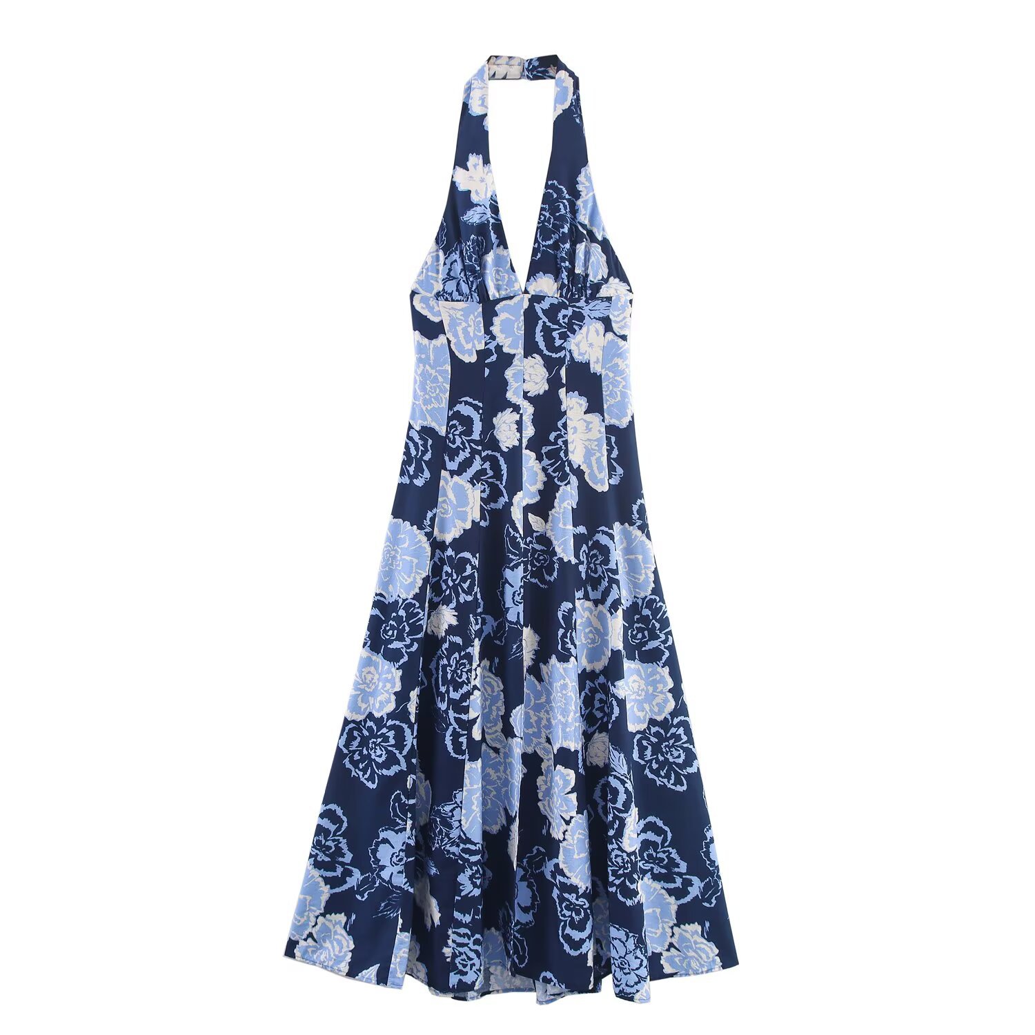 Midi Sundress Halter Neck Floral Print KUN-00218