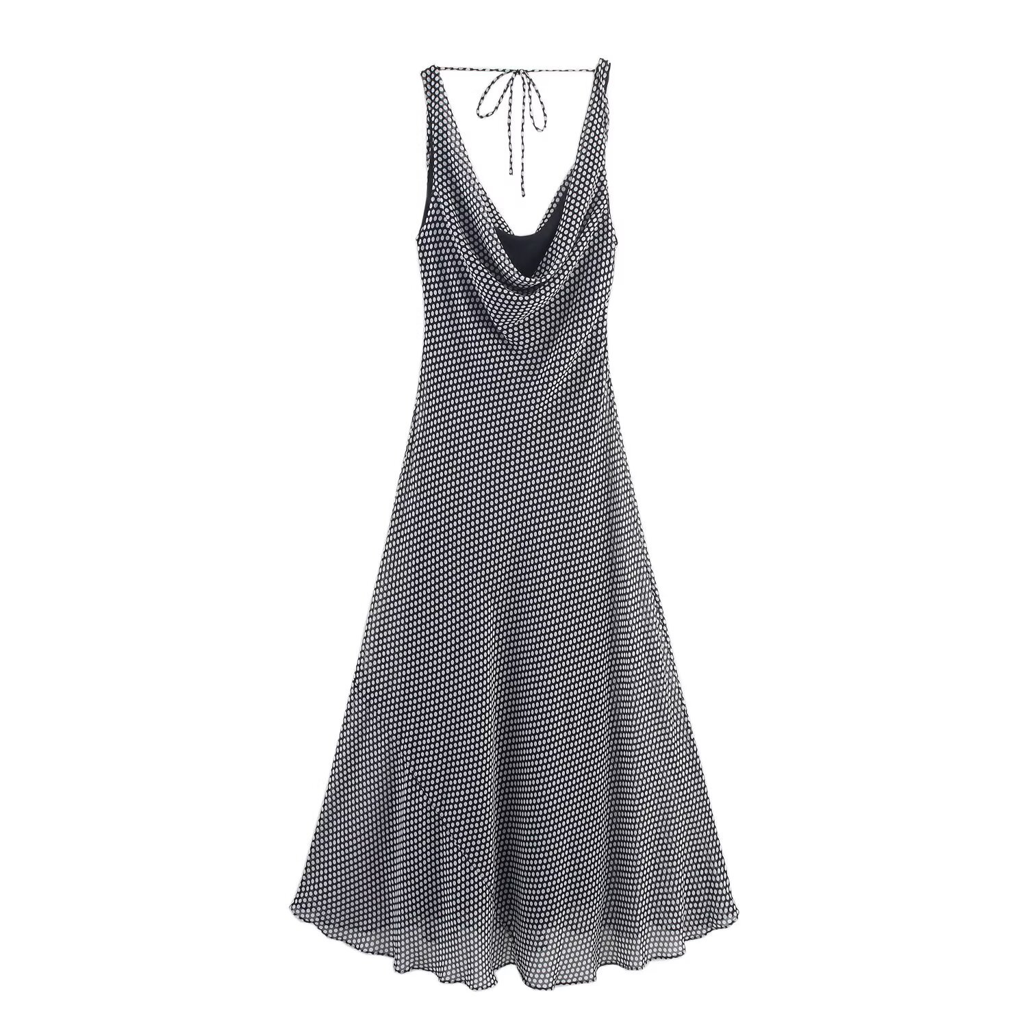 Women's Polka Dot Midi Dress Stylish Versatile KUN-00216