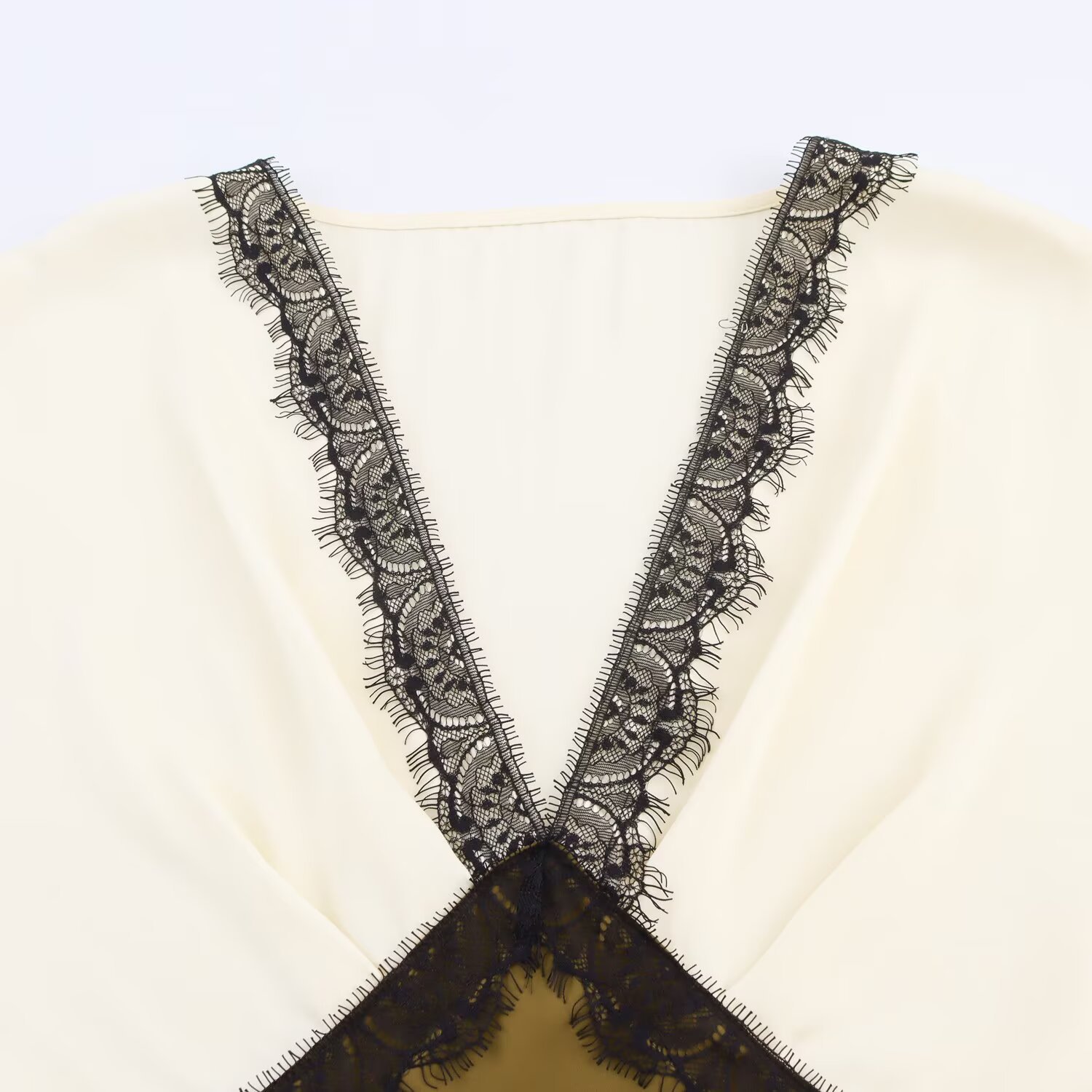 Inspired Satin Midi Dress with Contrast Lace Trim KUN-00024