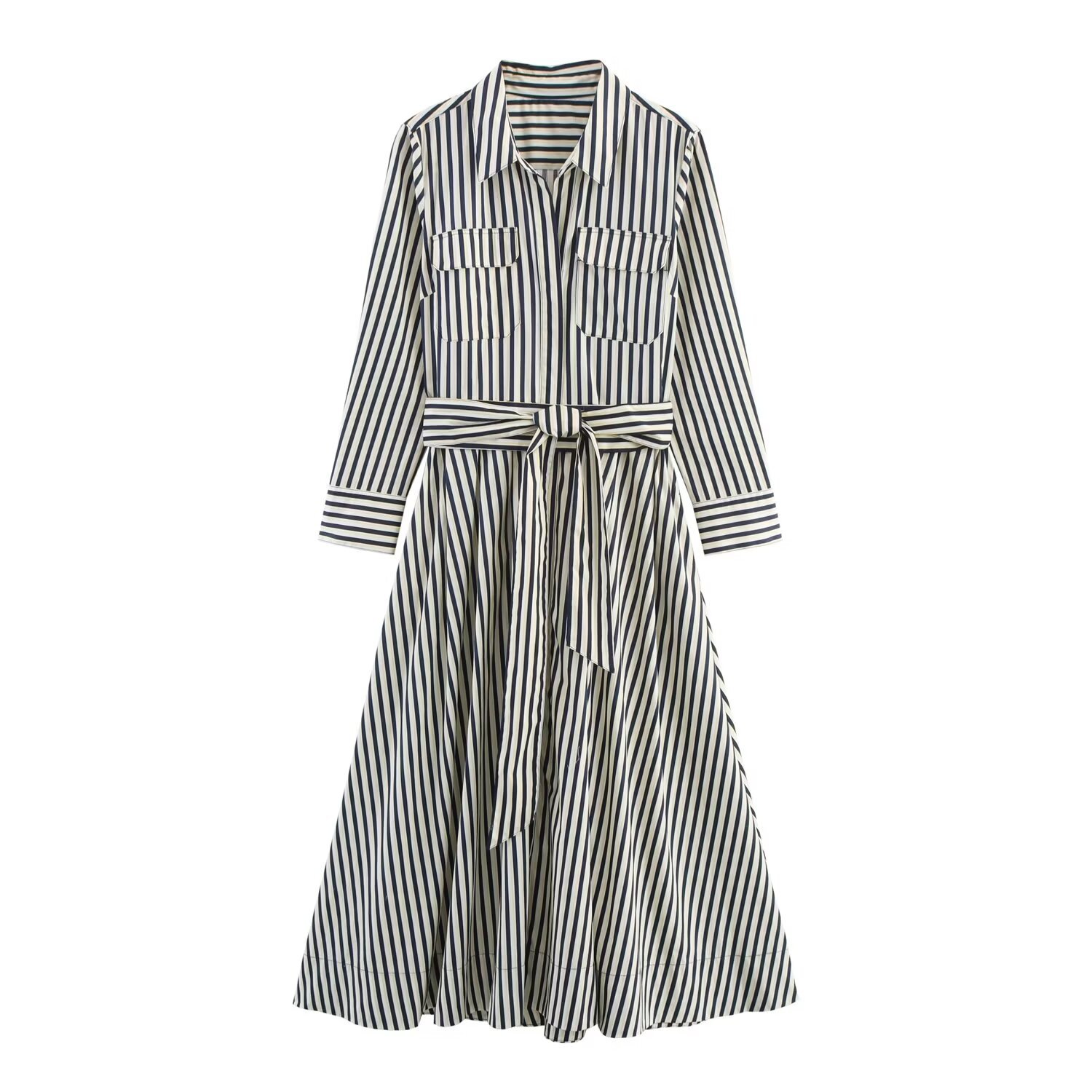 Striped Shirt Dress - Chic European Style KUN-00073