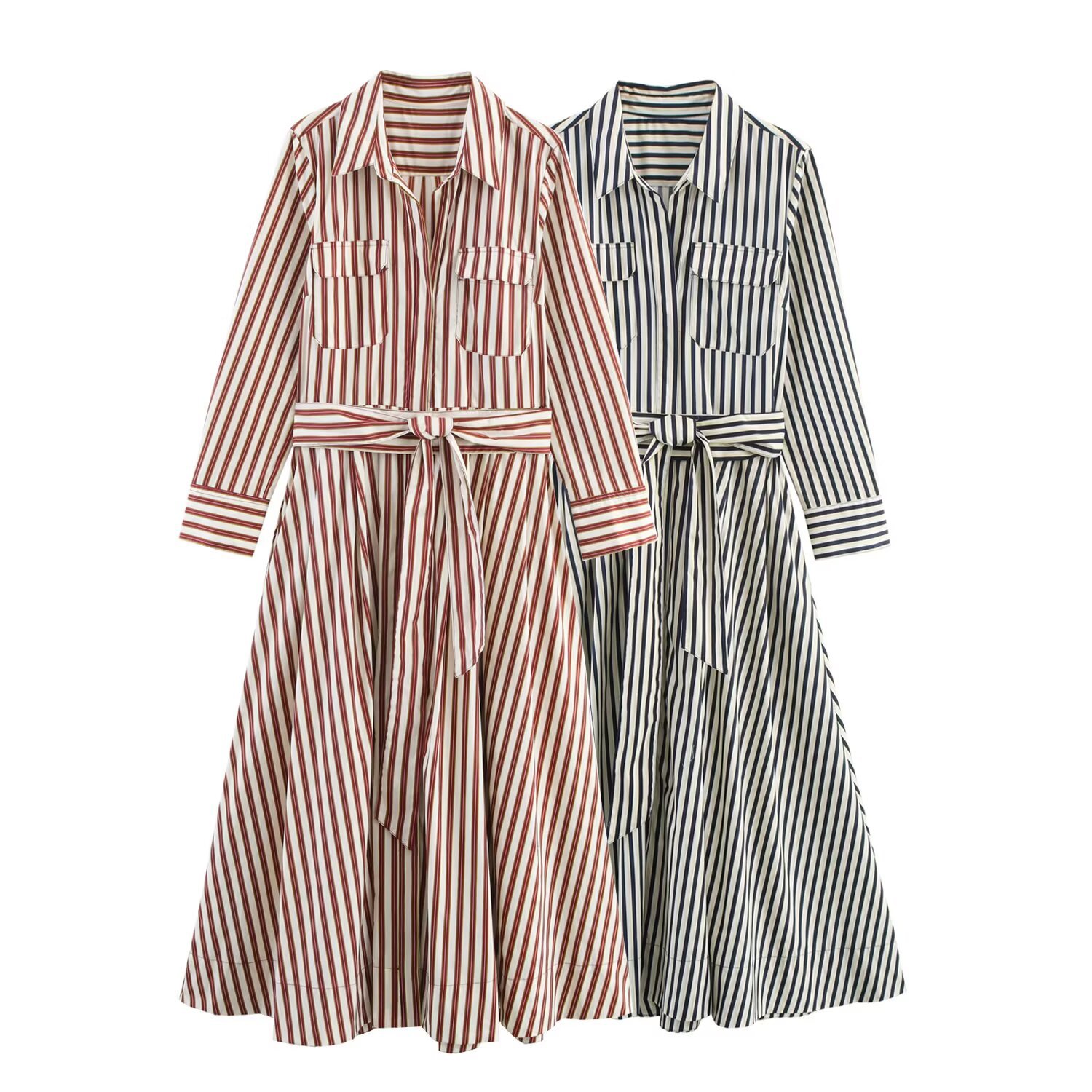 Striped Shirt Dress - Chic European Style KUN-00073