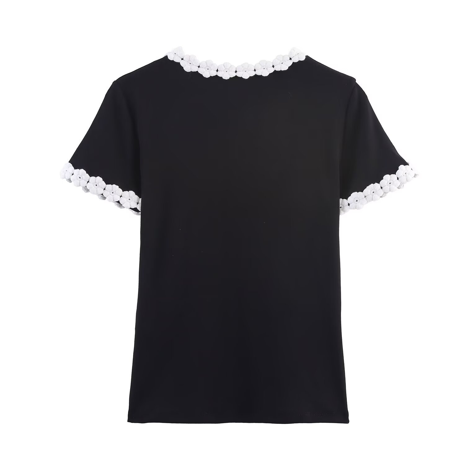 Dames T-shirt met bloemenapplicatie - Stijlvol & Veelzijdig KUN-00026