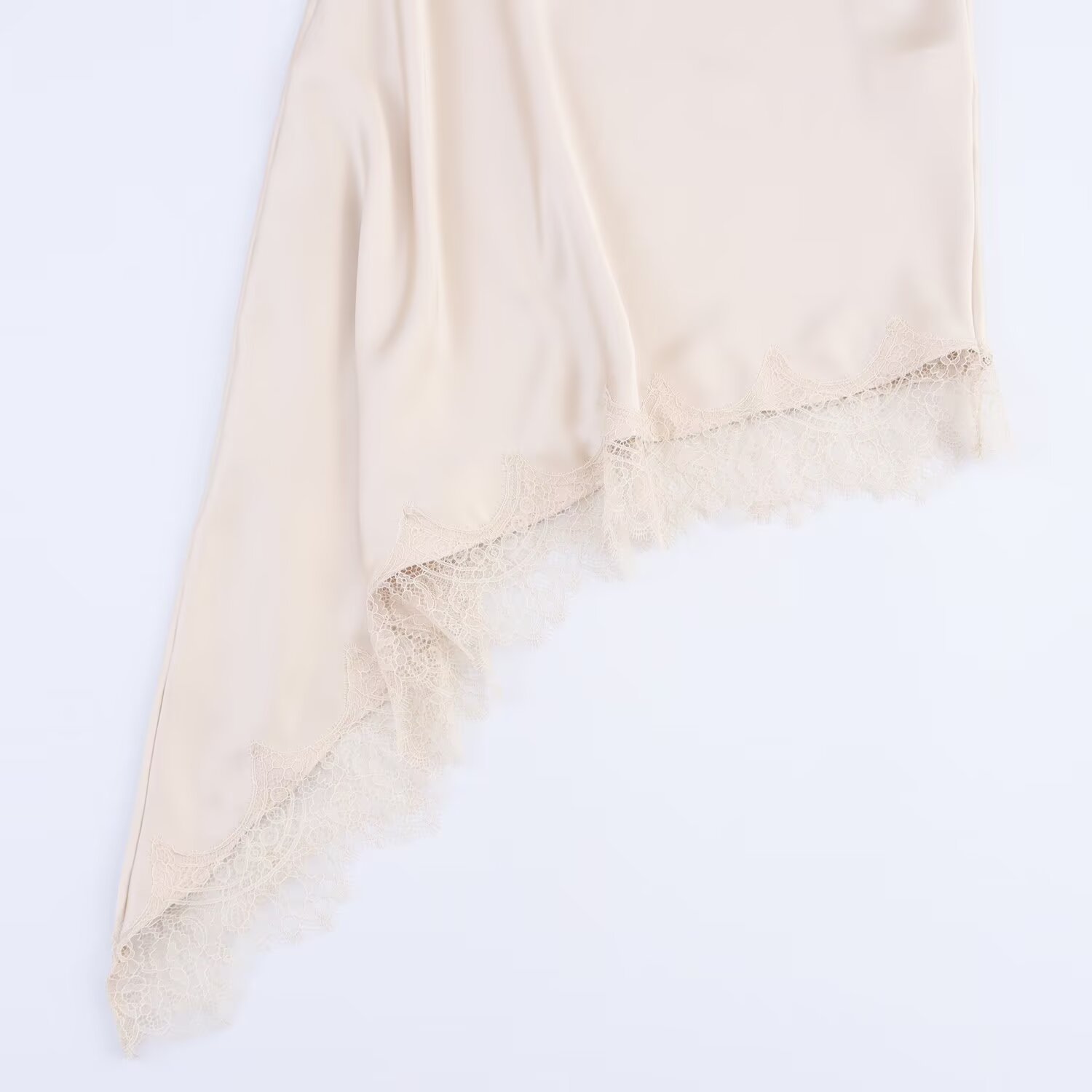 Vestido de satén de seda con encaje versátil, nueva moda para mujer KUN-00018