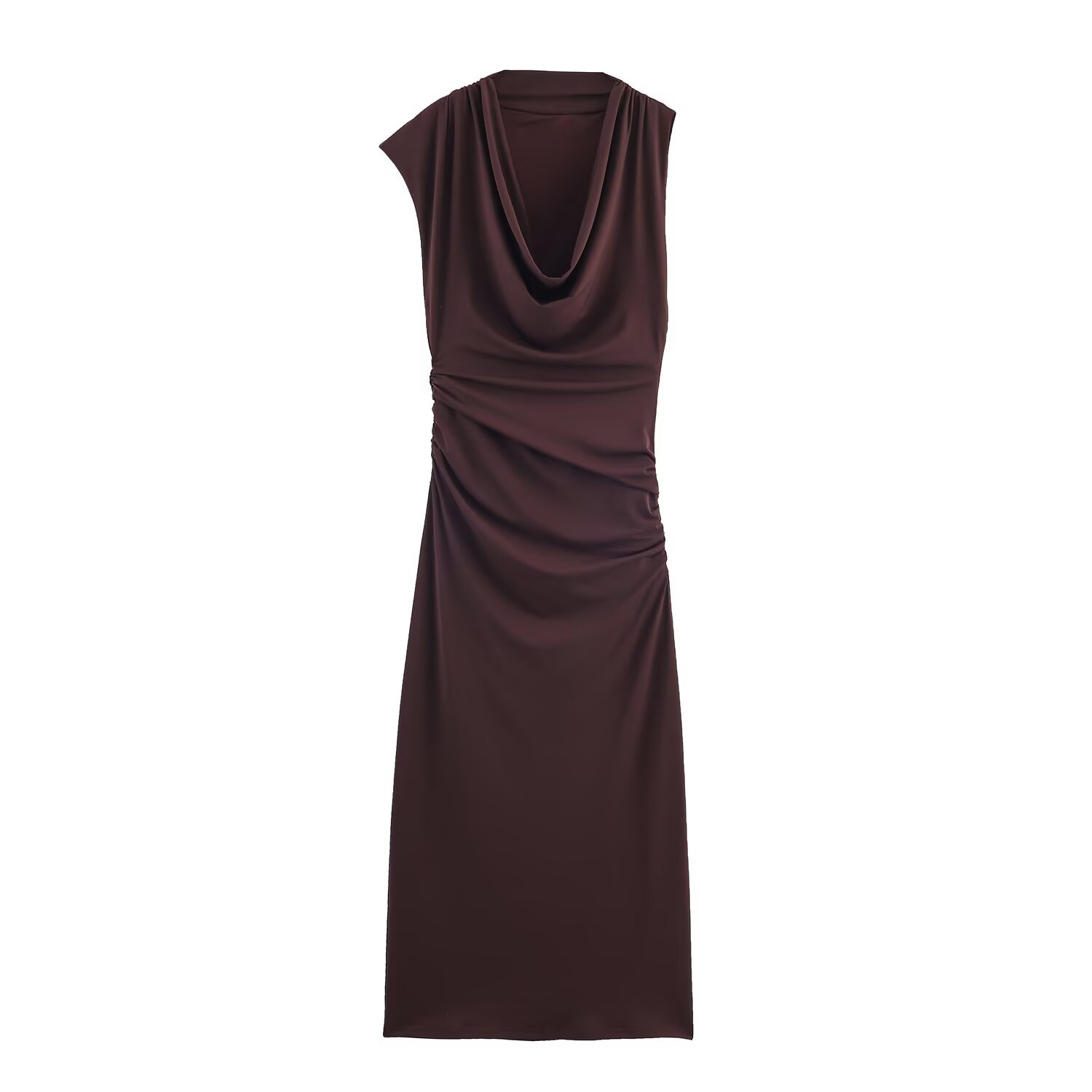 Vestido midi plisado para mujer, estilo clásico europeo, KUN-00096