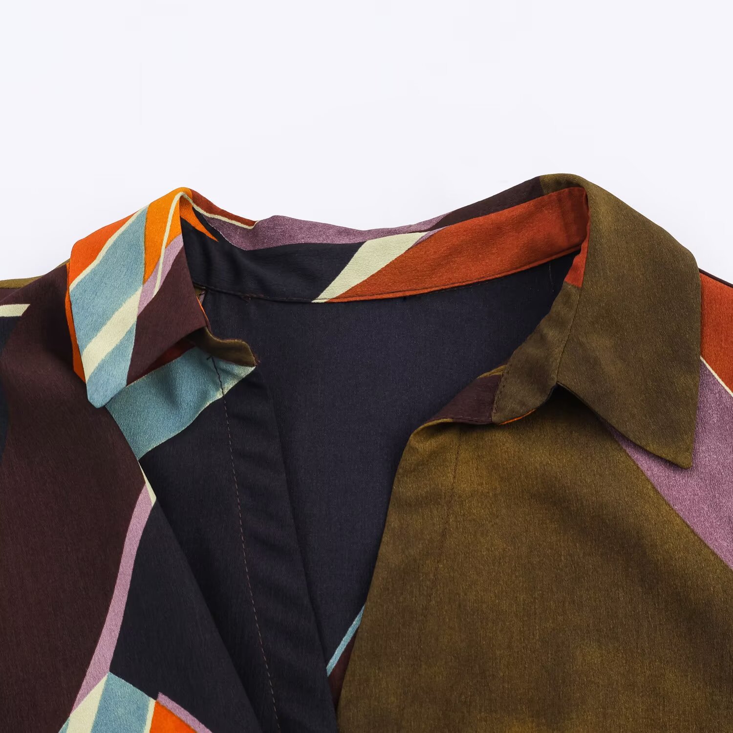 Bedruckte, zweireihige Damenbluse – Europäischer Chic-Stil KUN-00071