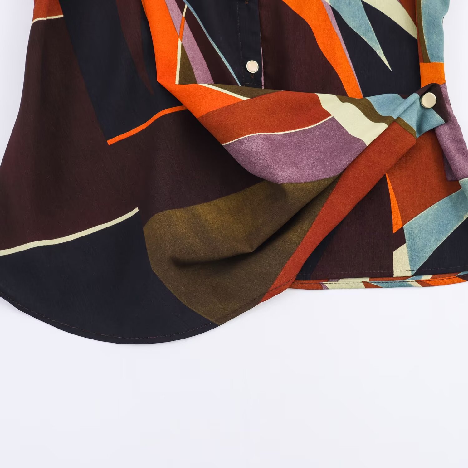 Bedruckte, zweireihige Damenbluse – Europäischer Chic-Stil KUN-00071