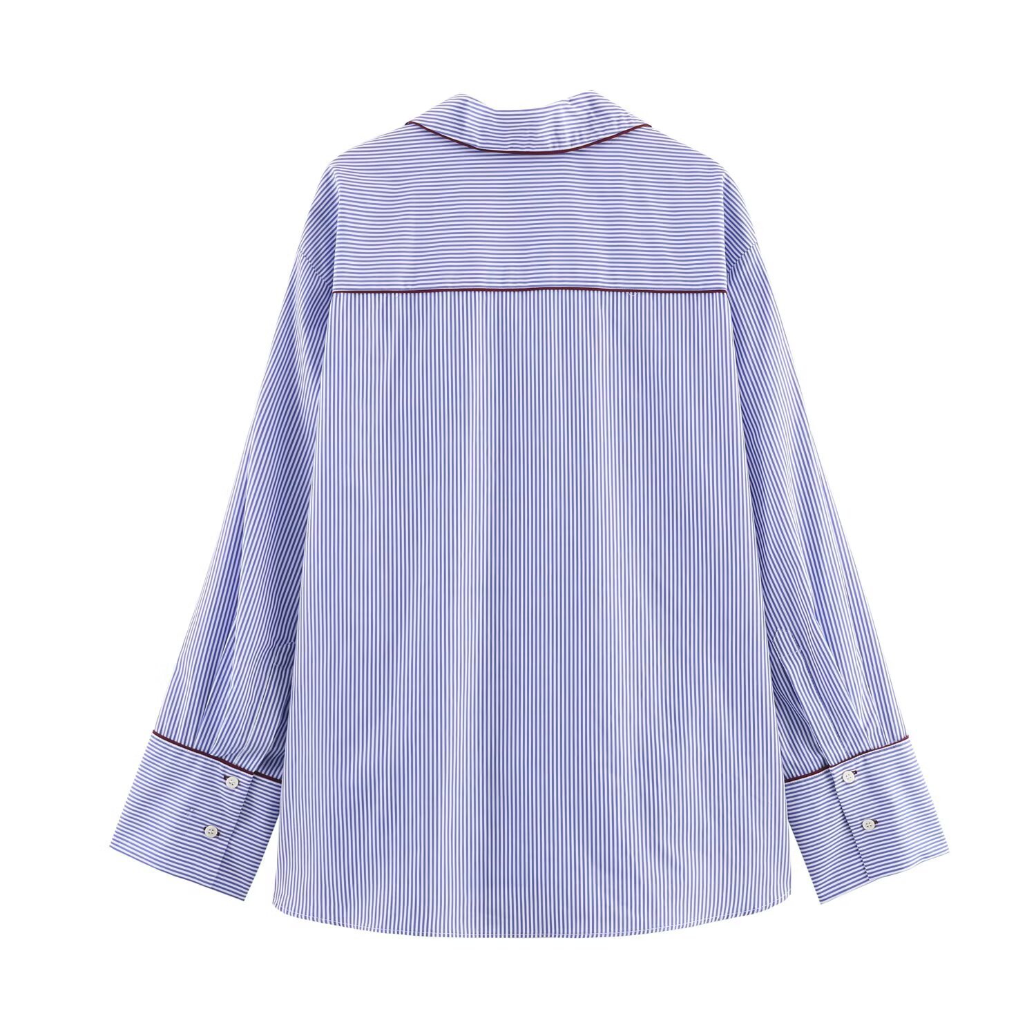 Women's Color Block Trim Shirt - Chic European Style KUN-00074